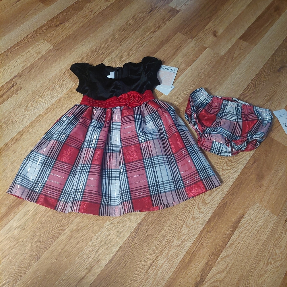 NWT Bonnie Baby Red & Black Plaid Dress 24M